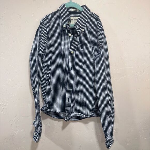 Boys Abercrombie XL Gingham Button up Long Sleeve Shirt - Picture 1 of 4